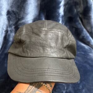 Zanerobe 100% Leather Black Adjustable Dad Hat Streetwear Cap Skater Y2K Casual